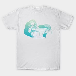 Mermaid In Tub in Sky T-Shirt